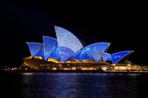 sydney opera house at night