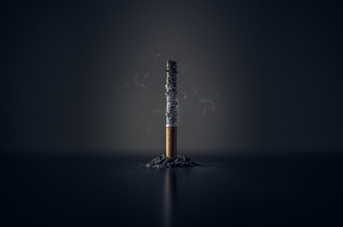 image of a cigarette that has been burnt to the filter