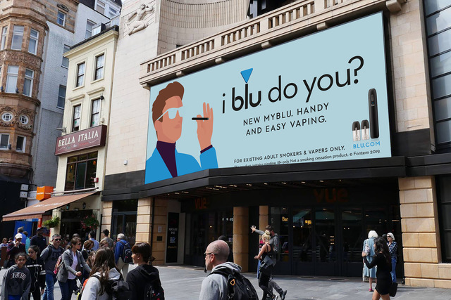 blu advertising billboard in Leicester Square