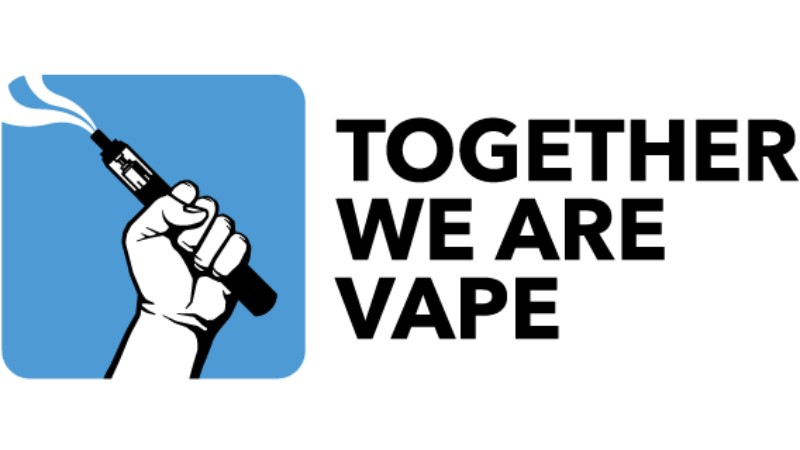 together we are vape logo in blue, black and white