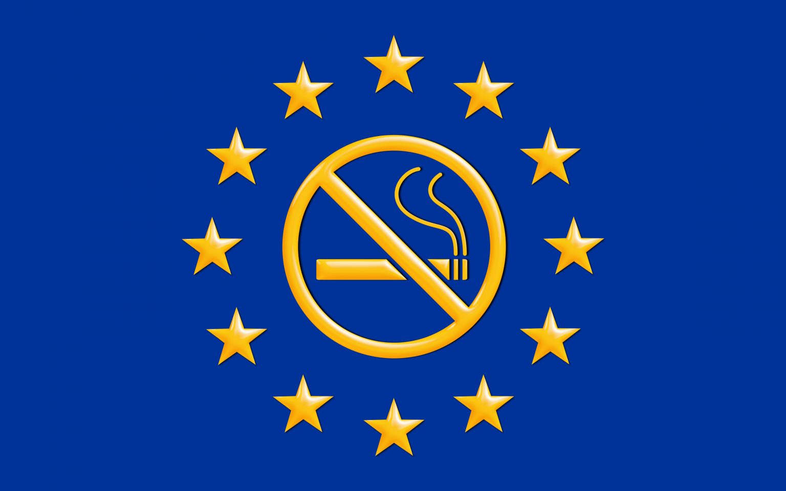 EU flag with a no smoking sign