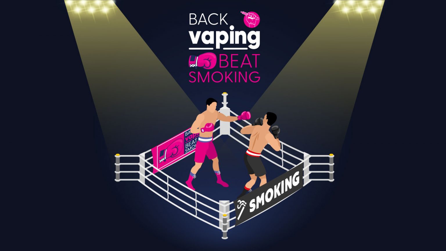 back vaping beat smoking image with digitally designed boxers in a ring