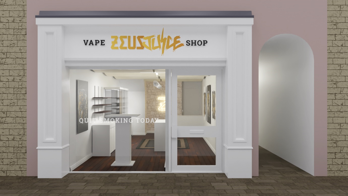 front of the new scotland-based Zeus Juice vape and e-liquid shop