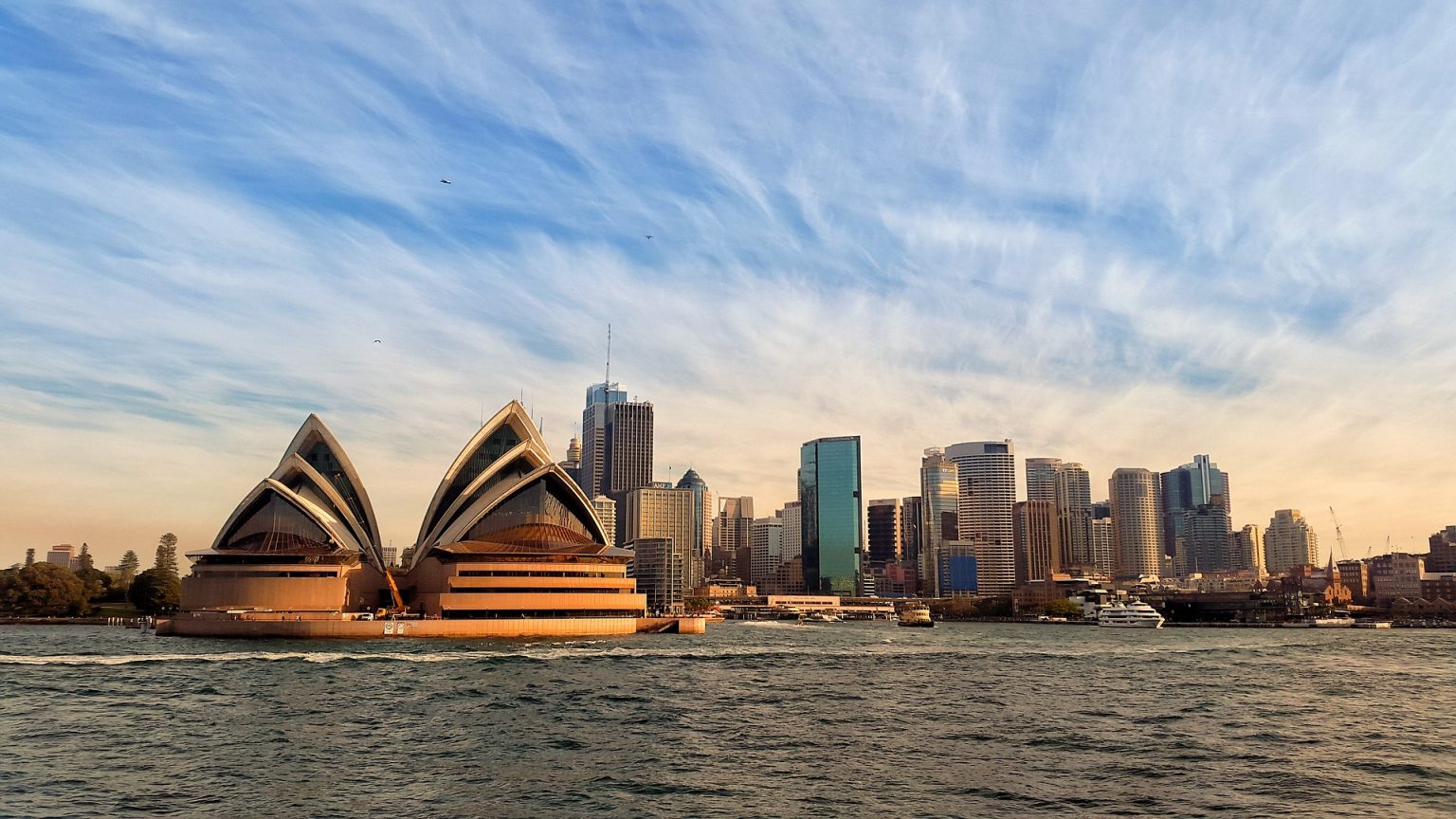 sydney opera house over looking the sea in australia