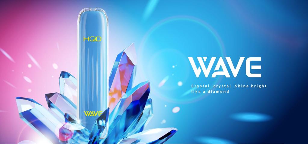 HQD Wave promotional banner - blue disposable vape device