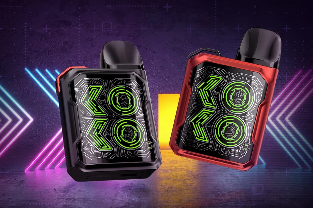 uwell caliburn gk2 pod system vape devices in black and red