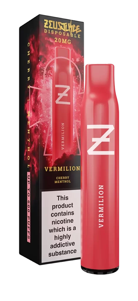 cherry menthol disposable vape called vermillion from zeus juice