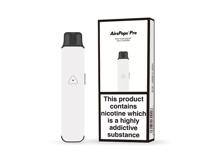 airscream airpops pro white and black pod system vape device with external box 