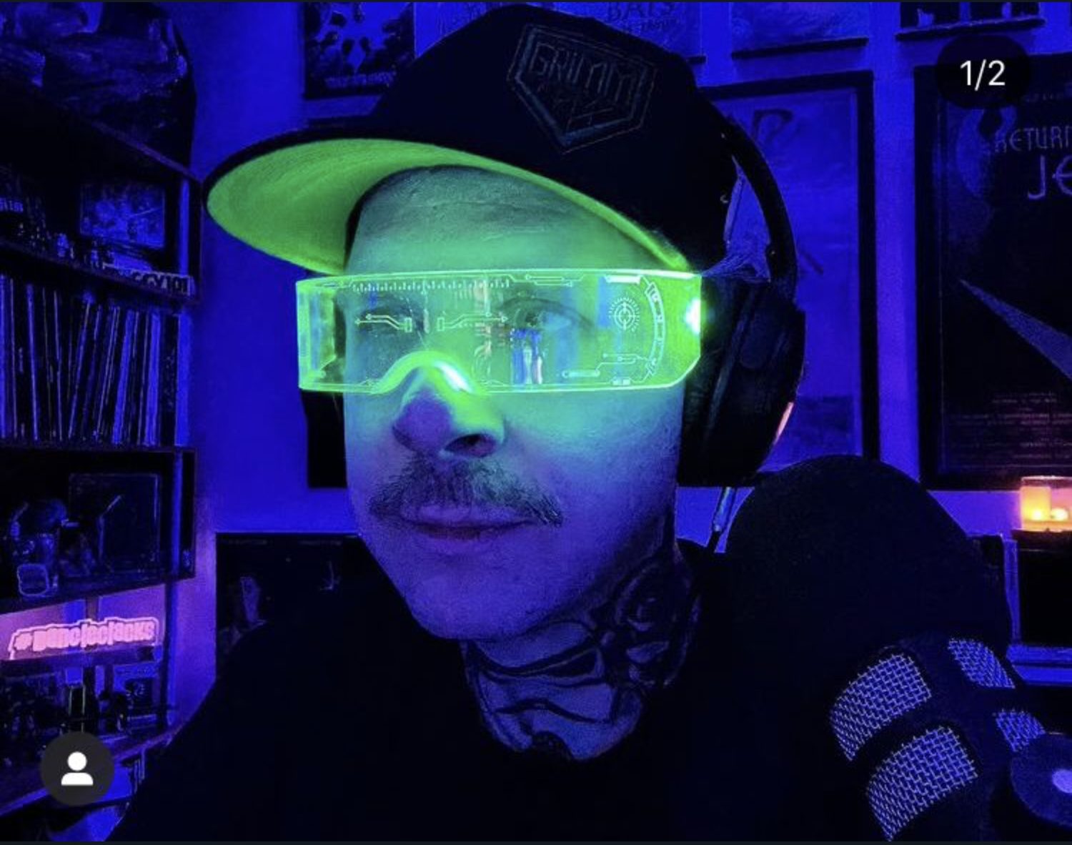 Grimgreen with green led glasses