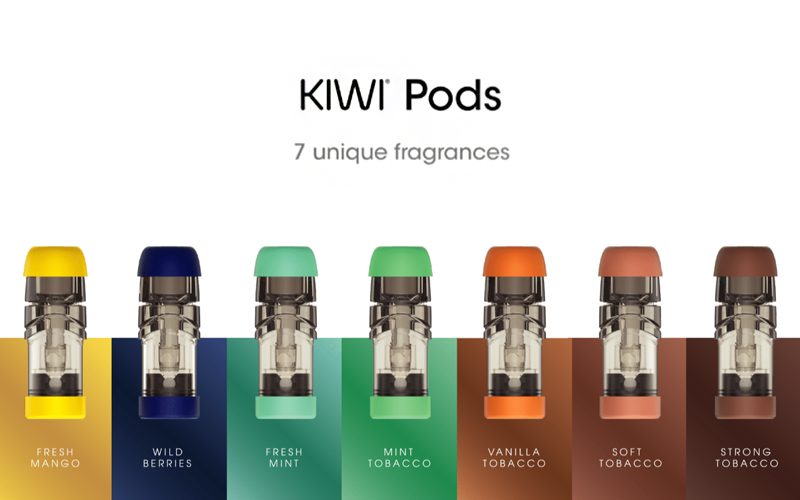 seven flavored KIWI Pods for the KIWI pen, KIWI Starter kit