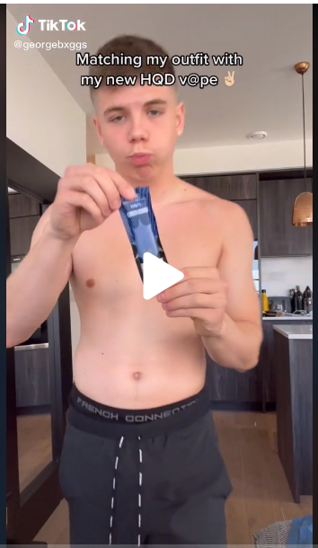 screenshot of the banned HQD Tech tiktok video by george baggs