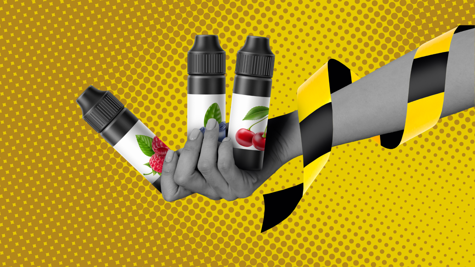 three vaping e-liquid flavour bottles in a womens hand