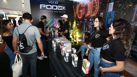 VGOD vape brand expo stand at the World Vape Show Paraguay 2023 event