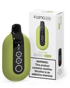 lemon mint flonq ultra disposable vape device and packaging