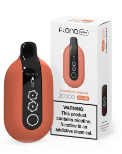 strawberry banana flonq ultra disposable vape device and packaging