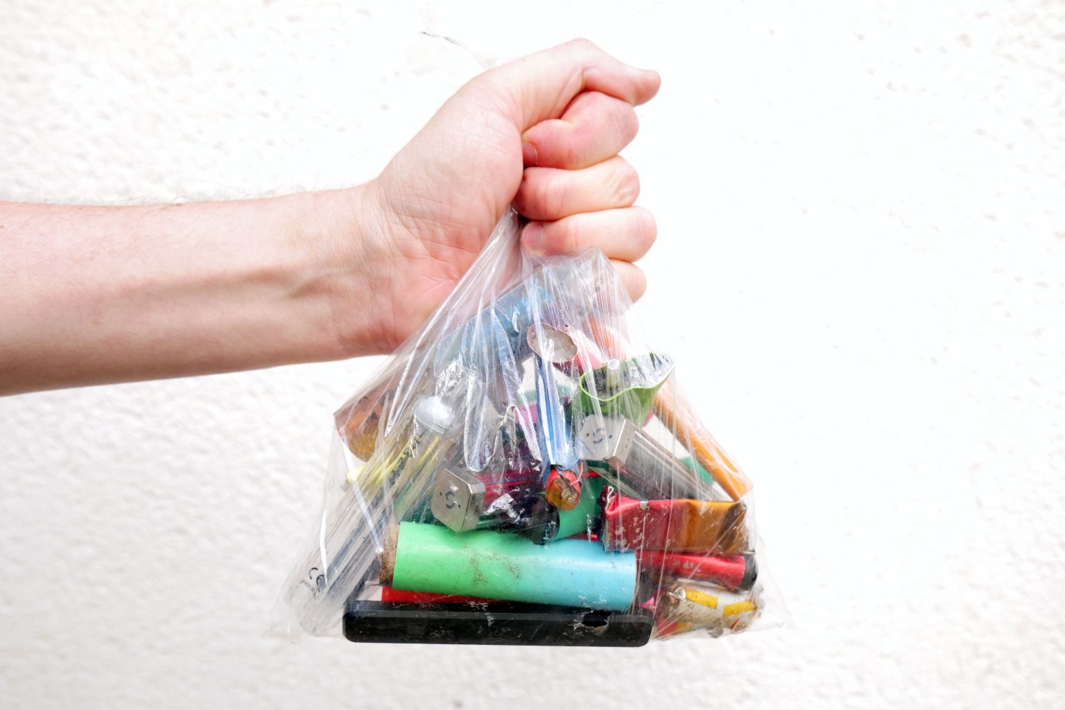 A bag full of discarded electronic cigarette vapes